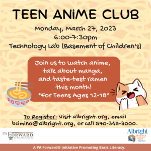 Anime Club: Feb. 16  Lackawanna County Library System